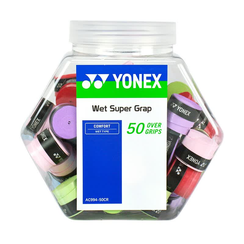 YONEX尤尼克斯手胶羽毛球拍/网球拍YY防滑吸汗手柄缠绕绑带外柄皮994CR 白色印花【一筒50个】AC994-50CR