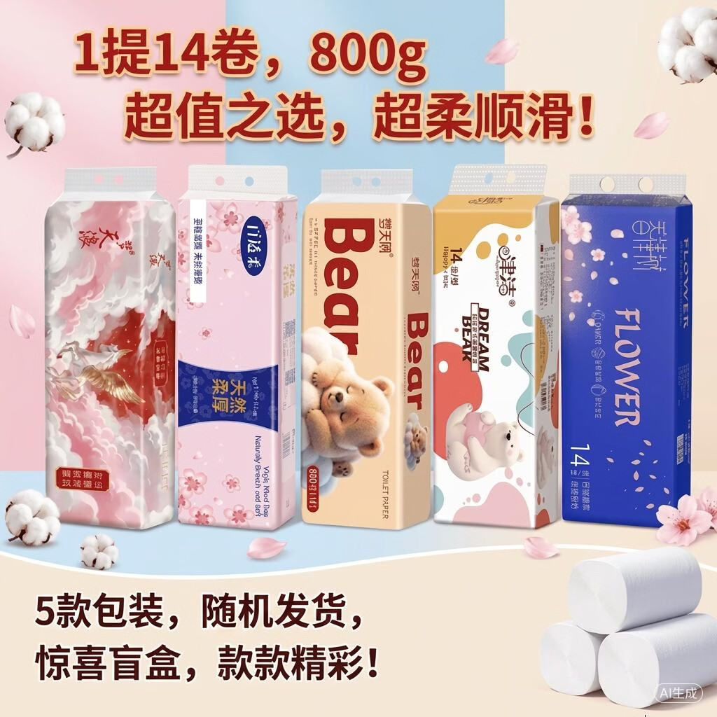 无芯卷纸57g/14卷 4.98元，悬挂抽纸2088张*1提 4.99元 - 线报酷