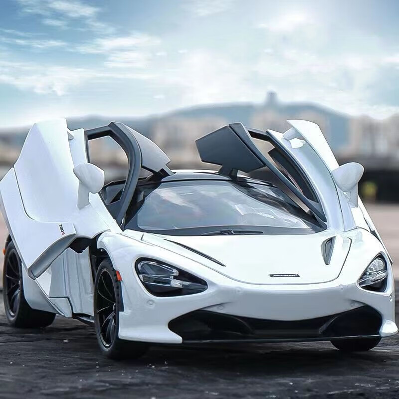 合金汽车模型超级跑车儿童玩具车男孩摆件礼物 1:24迈凯伦720 白色