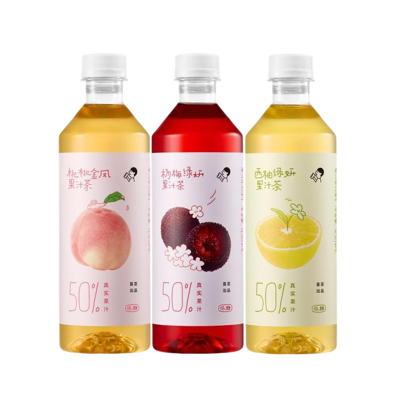 喜茶50%果汁茶饮料 低糖0脂果汁茶饮料整箱 桃桃*4+西柚*4+杨梅*4