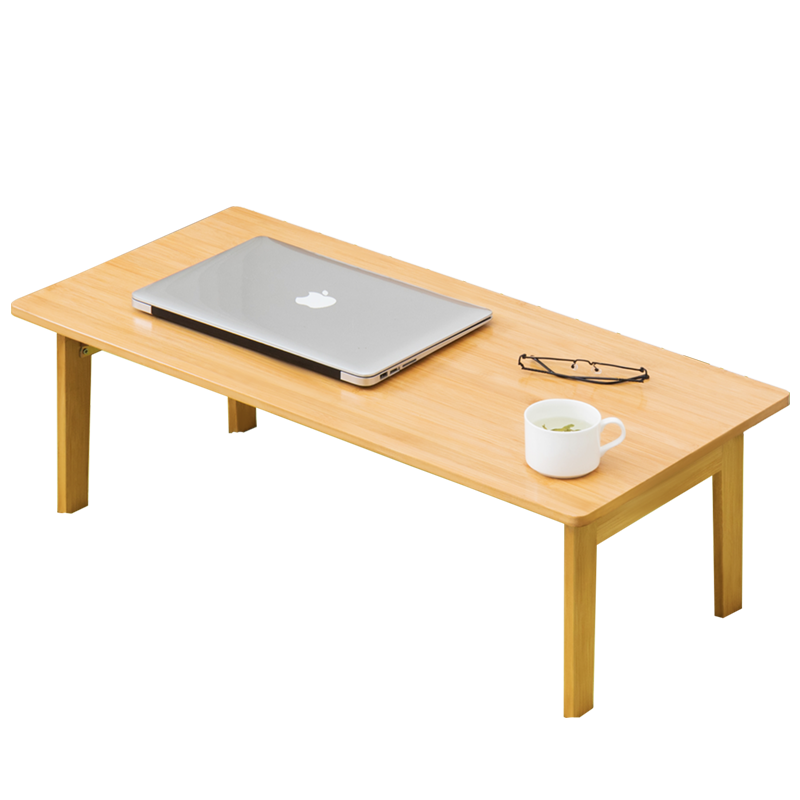 木马人简约床上电脑桌实木家用折叠桌懒人多功能学生宿舍免安装书桌折叠楠竹桌出租房卧室办公飘窗桌子 【升级特厚】原色80长(免安装折叠)
