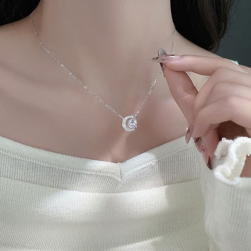 苏十六1克拉莫桑钻石项链女轻奢高级感星月吊坠520情人节礼物送女友老婆 一克拉莫桑钻-星月项链