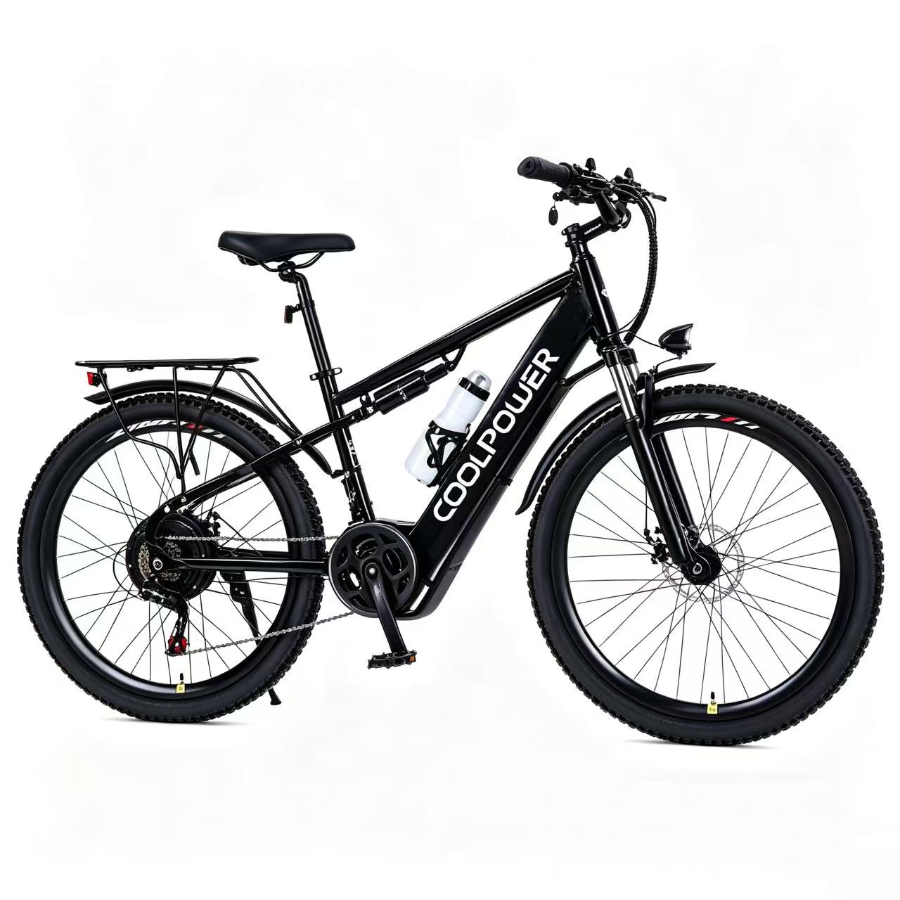 酷跑爱锂电池电助力自行车26寸电动自行车超长续航电助力山地车变速成人通勤代步上班轻便电动车 M8pro黑色/26寸48V/21速/液晶仪表 20AH/续航约80公里