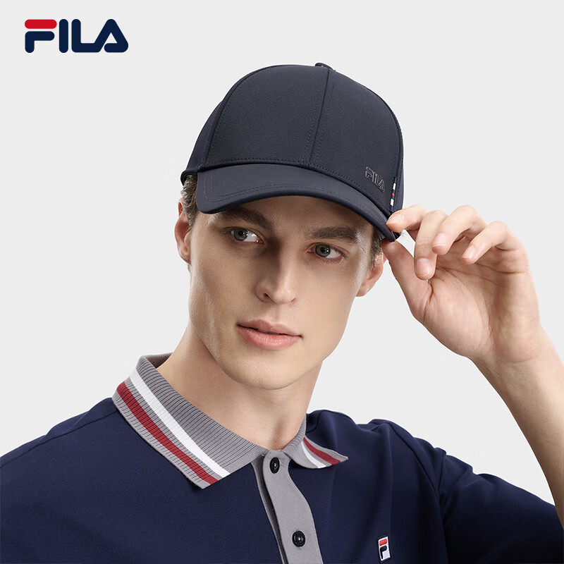 FILA 斐乐官方男帽棒球帽2026夏新款简约休闲运动帽遮阳帽鸭舌帽 传奇蓝-NV XS