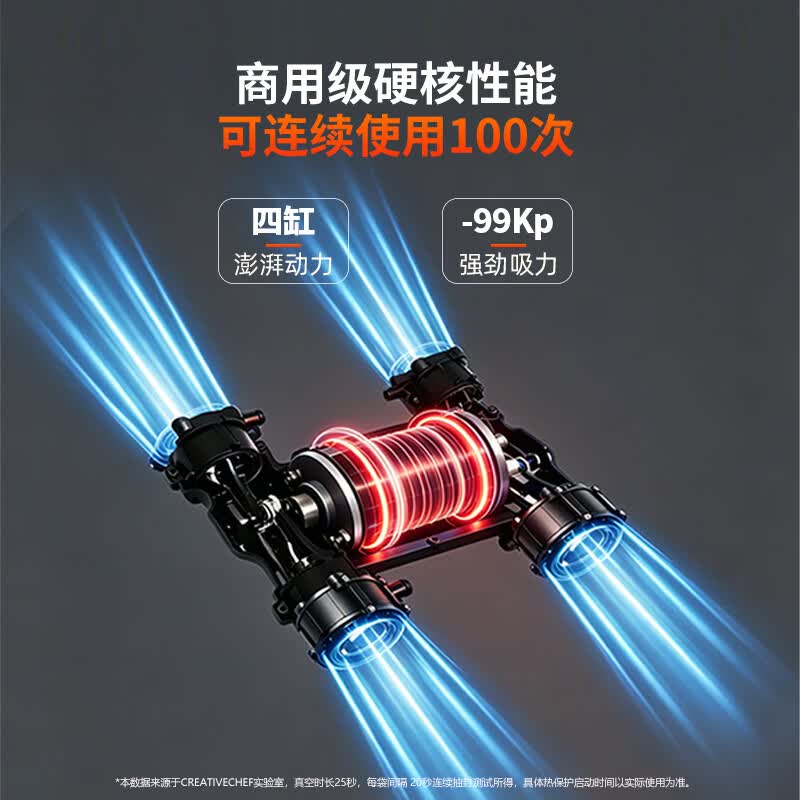 Creativechef商用真空封口机包装机保鲜机密封机小型家用封口机真空食品酒店腔式真空包装机 【锁鲜神器】银色 VP100 家用款