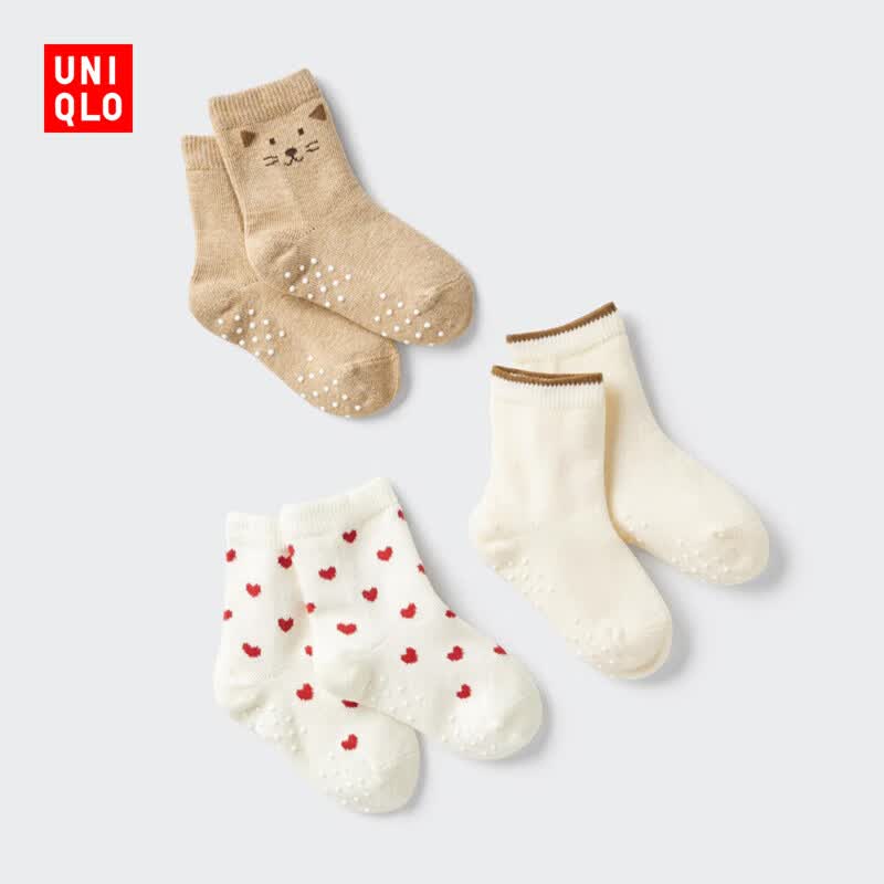 优衣库婴幼儿宝宝袜子/3双装26春夏新款481898 31 米色 6-24月 /12 ~14 cm(婴幼儿)