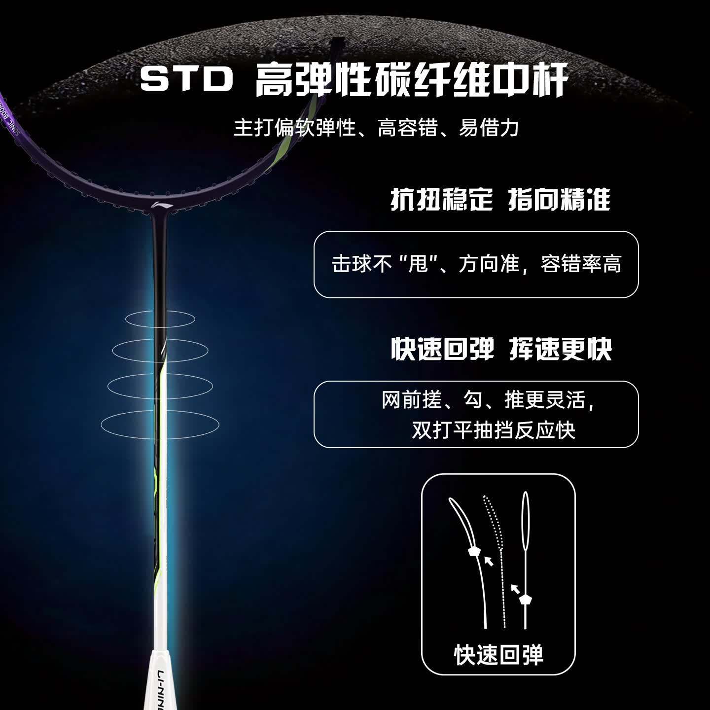 李宁羽毛球拍战戟1000控制型攻防兼备耐打训练入门超轻高磅战拍单拍 【绿线4U】战戟1000龙吟紫 免费穿线25磅 高弹耐打线【适合进阶球友】