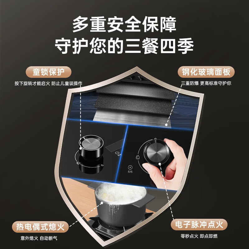 Haotaitai天然气燃气灶双灶台灶具液化气煤气灶猛火灶灶具 天然气12T 【防干烧+定时+九头猛火灶】2419-SD