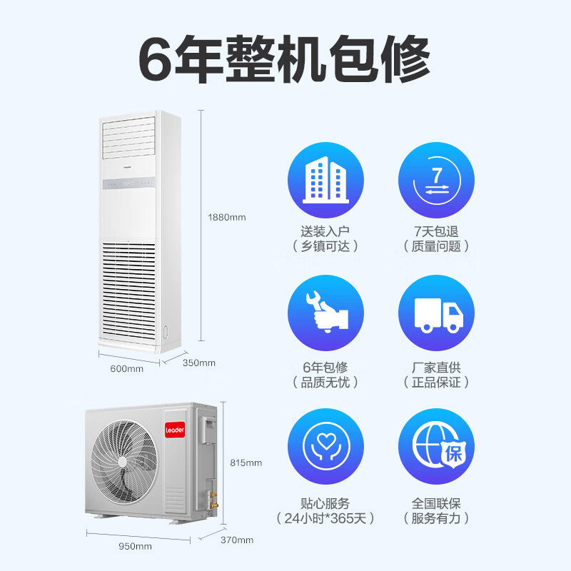 统帅(Leader)中央空调5匹立式空调柜机冷暖新二级能效 KFRd-120LW/5YTF82T以旧换新京配包4米铜管 国家补贴