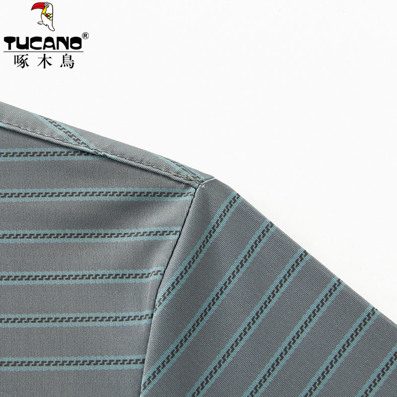啄木鸟(TUCANO)条纹短袖t恤男翻领冰丝无痕凉感速干男士POLO衫夏季薄款免烫上衣 橘红 4XL (190) 建议180-205斤