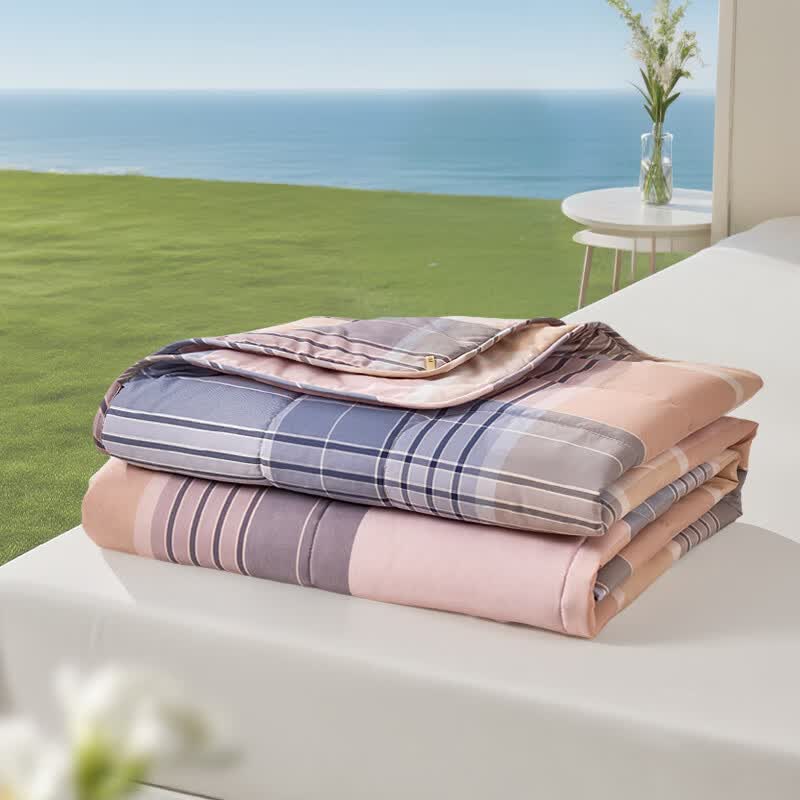 富安娜 夏凉被空调被抑菌可机洗印花纤维单人双人夏天薄被子 【抑菌可机洗】伯格咖 203cm*229cm