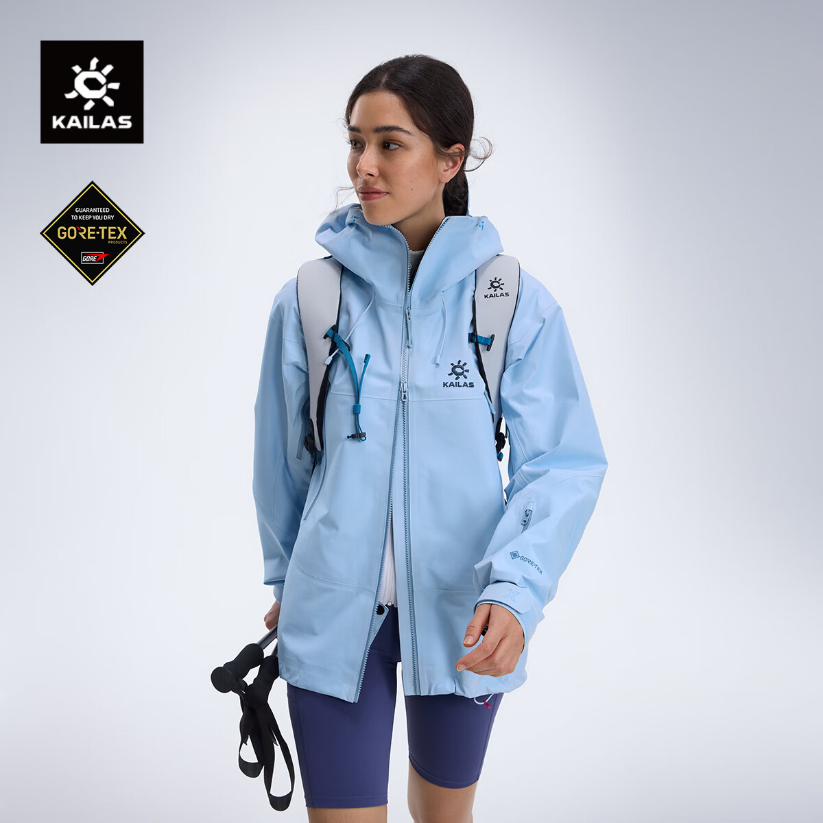 KAILAS凯乐石【中国山地色】MONT X全天候硬壳冲锋衣GTX 3L防水登山服 浅霜蓝 S