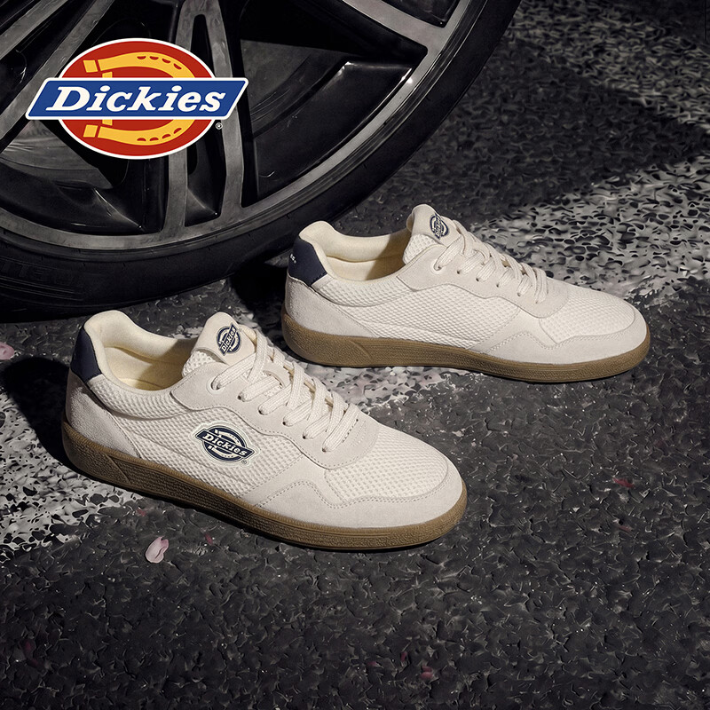 Dickies品牌男鞋2026夏季新款网面透气百搭休闲板鞋防滑耐磨减震小白鞋男 米灰 41