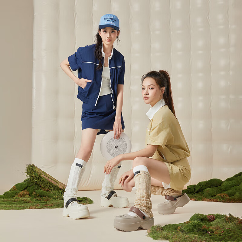 朴西叠叠乐洞洞鞋女款夏季厚底增高透气不臭脚包头拖鞋外穿沙滩鞋 熊猫黑 40-41