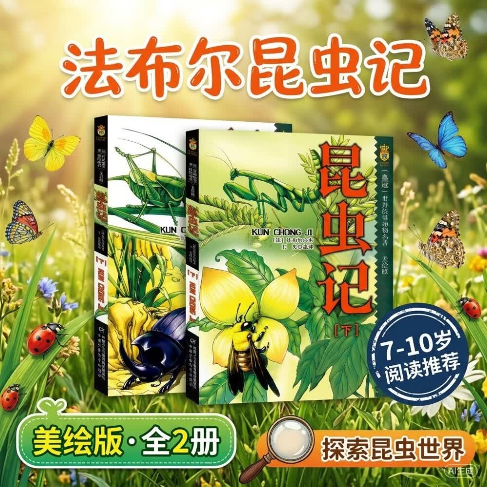 法布尔昆虫记 世界经典动物名著·美绘版·全2册套 [7-10岁] 寒暑假阅读推荐书目 