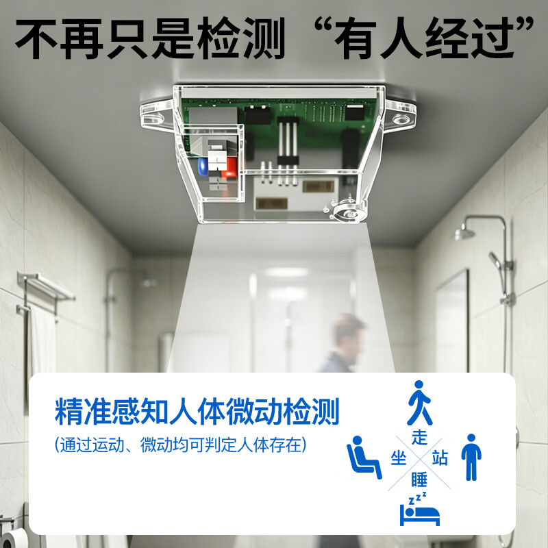 国际电工雷达感应开关过道人在灯不灭感应器楼道声控人体存在感应模块光敏 雷达感应模块500W可调