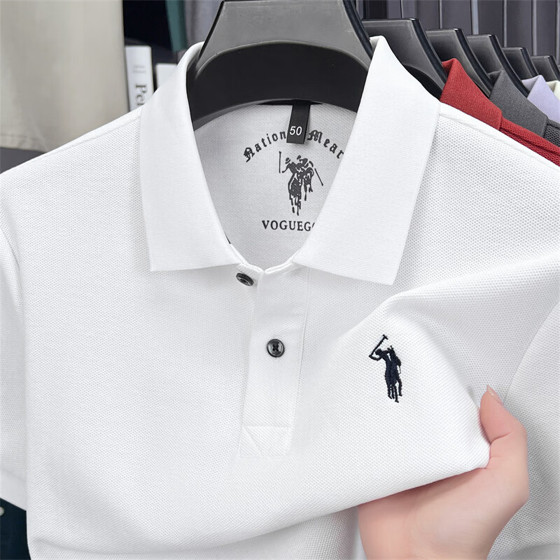 老爷车（LAOYECHE）100%纯棉翻领短袖T恤男士夏季吸汗透气刺绣宽松休闲半袖POLO衫男 AQ8257深灰 4XL 推荐190-210斤