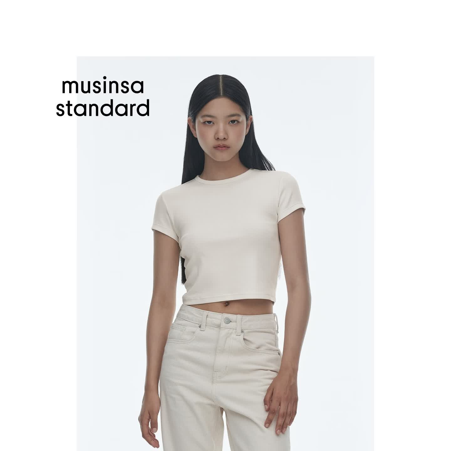 MUSINSA STANDARD【宇宙甜豆】韩国26夏季新品女士短袖T恤 奶油色(CR) XS