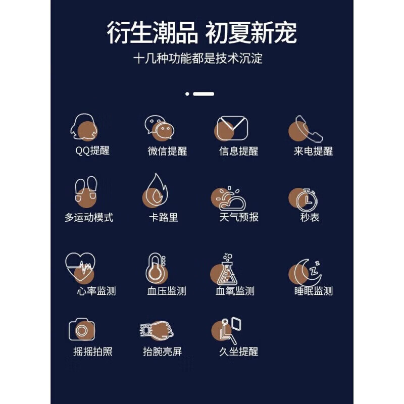 A华为手机适用2026新款智能手表表男女多功能计步来电消息提醒蓝牙移动电源 尊贵蓝色