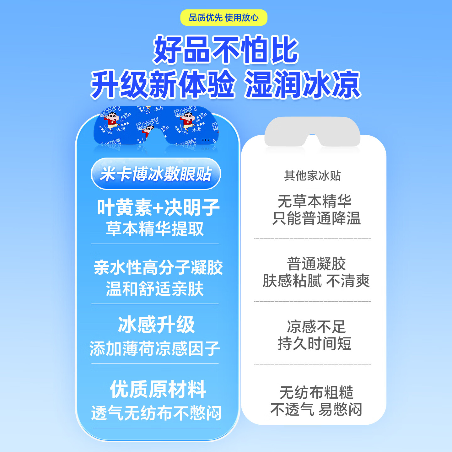 米卡博蜡笔小新联名冰敷眼贴添加草本精华呵护双眸神清气爽男女通用 30片【草本凉感 呵护双眼】