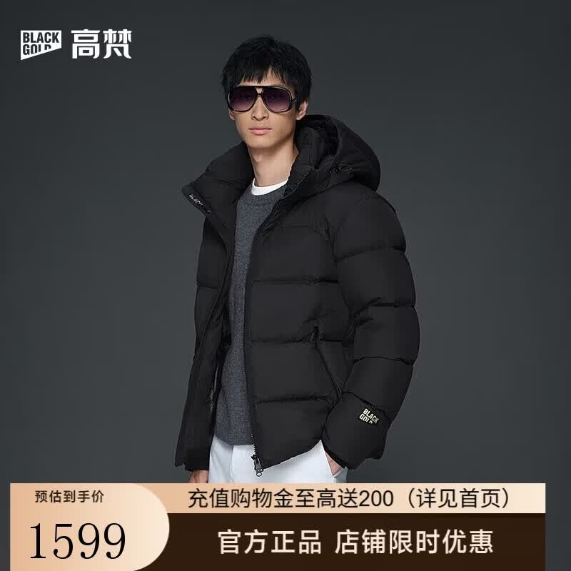 高梵【田栩宁同款】黑金鹅绒服机能5.0五格2025男士羽绒服 黑色5.0 L