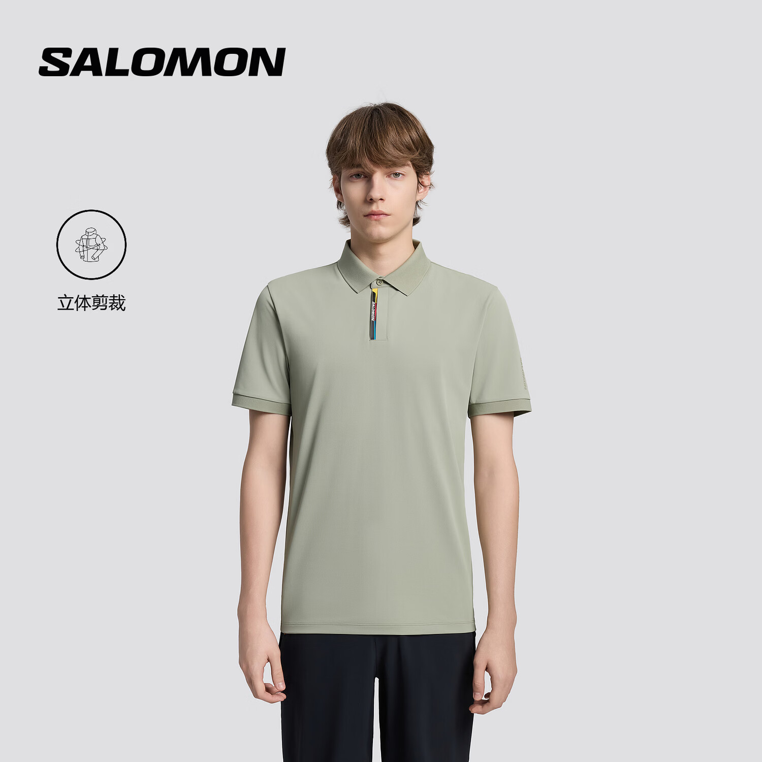 萨洛蒙（Salomon）男款 户外运动休闲舒适透气立体剪裁POLO衫 PL OD BSC POLO 海草绿 D01397 M 170/92A