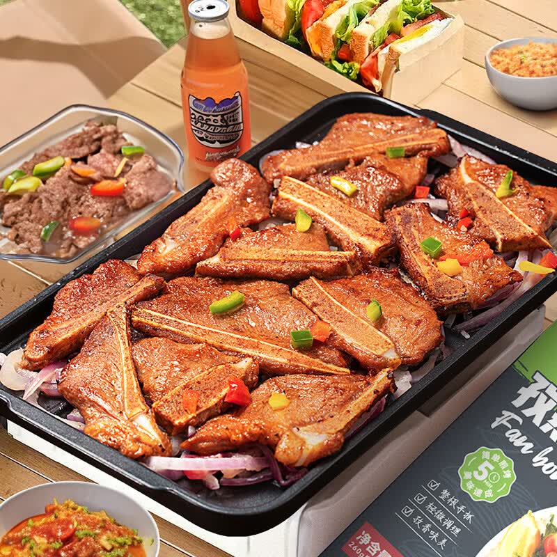 如意三宝猪排生鲜手抓扇子骨炸排骨半成品冷冻带骨猪肉烧烤食材 孜然扇子骨265g*6盒(1590g)