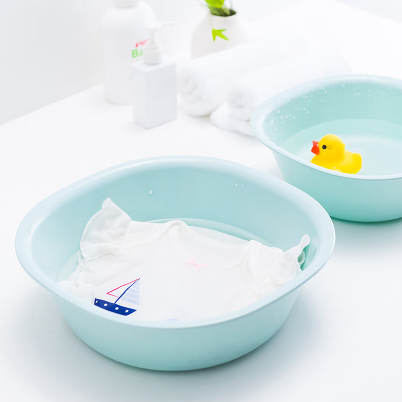 茶花脸盆婴儿盆塑料盆家用小号小盆子洗脸洗衣盆洗脸盆宝宝面盆大小 粉色方盆(1大1小)