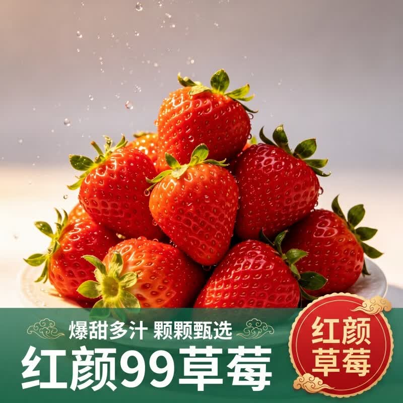 爱果趣云南99红颜草莓 高山草莓 现摘现发 5斤净重单果(15-25g)中大果