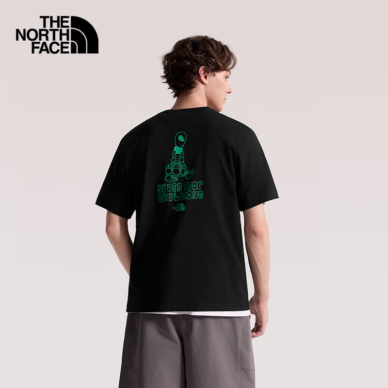 北面（The North Face）短袖T恤男款ALIEN户外半袖百搭舒适透气 JK3/宇宙黑 L /175