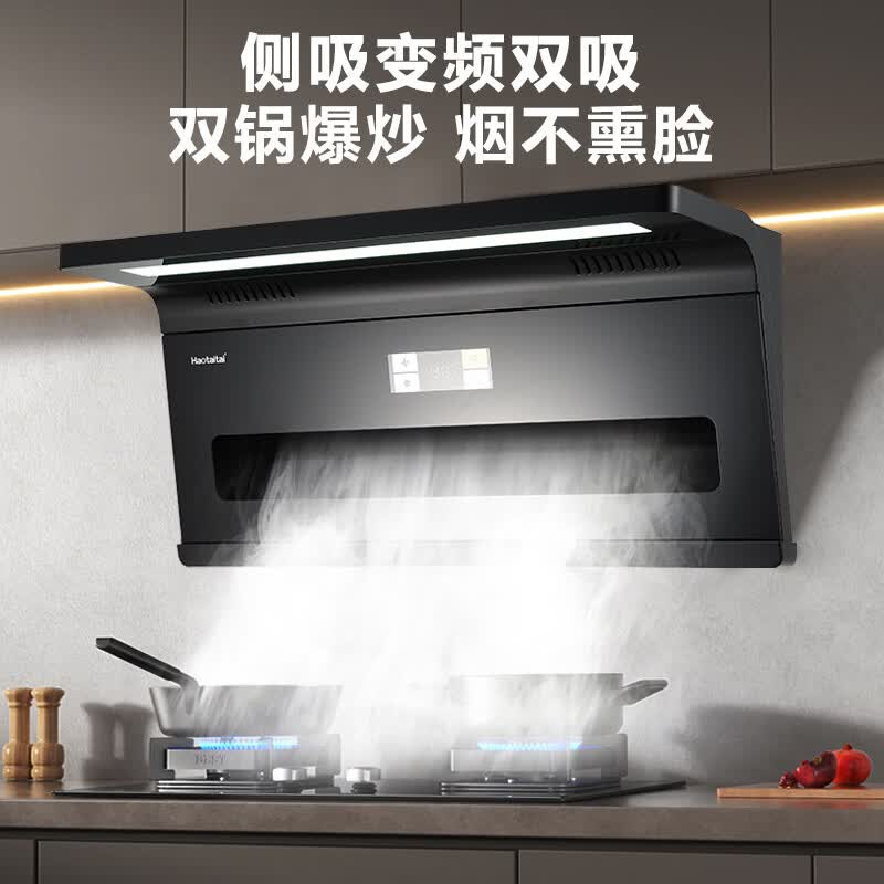 Haotaitai油烟机超薄变频顶侧双吸抽油烟机家用厨房大吸力吸油烟机烟灶套装 JS98-BP烟机+TR1新一级70%热效率猛火灶