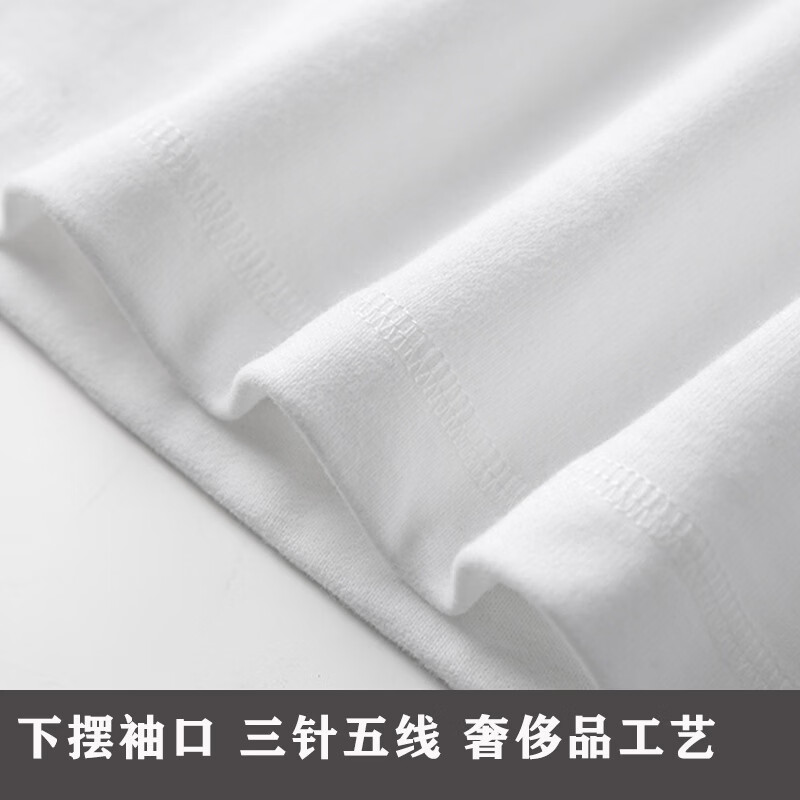 BEFUN新疆长绒棉短袖二本针100%纯棉230克重磅纯色圆领男女白t恤 230克-雾霾蓝 XL 【140-155斤】