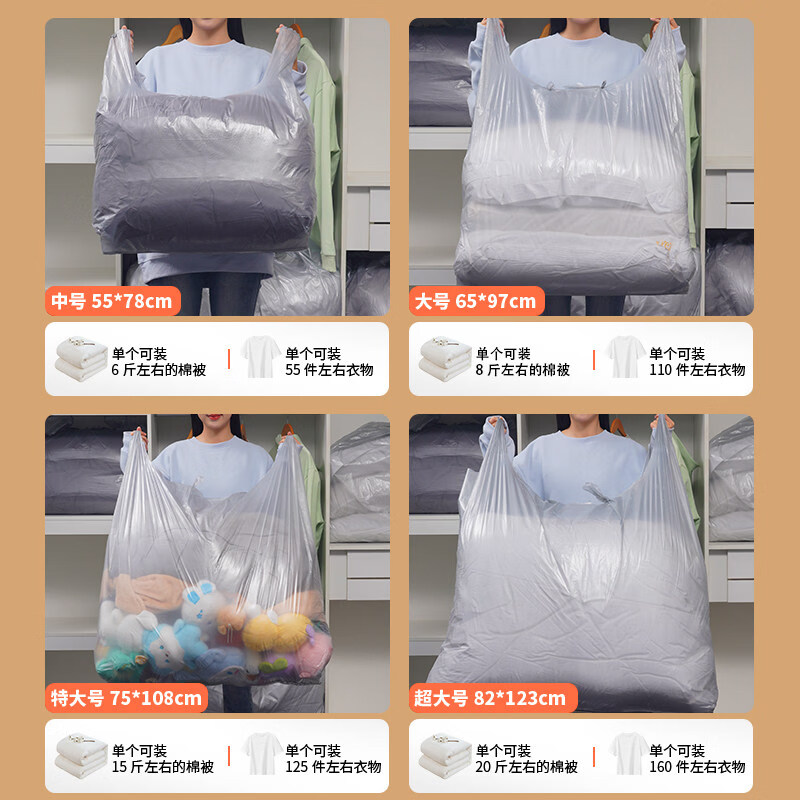 咏幻搬家塑料袋打包袋30个装大容量加厚收纳袋子整理被子搬家神器超大 【升级加固】50个装【破损包赔】 【特厚款75*110】超大号【冬天大厚棉被打包】