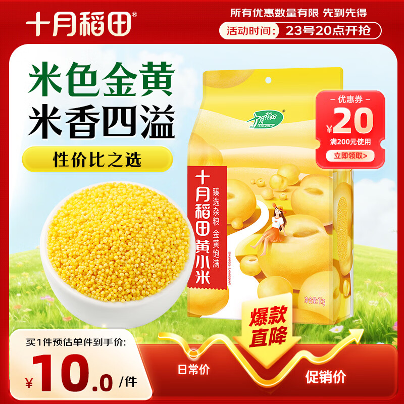 十月稻田 黄小米2斤 五谷杂粮 低脂粗粮 早餐 煮粥饭 小米杂粮 小米黄小米