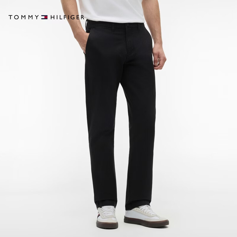 Tommy Hilfiger【弹力直筒】26春夏新款男装潮流多色通勤商务西裤休闲长裤 曜岩黑001 -直筒版-拍大一码 34 (2.7尺)