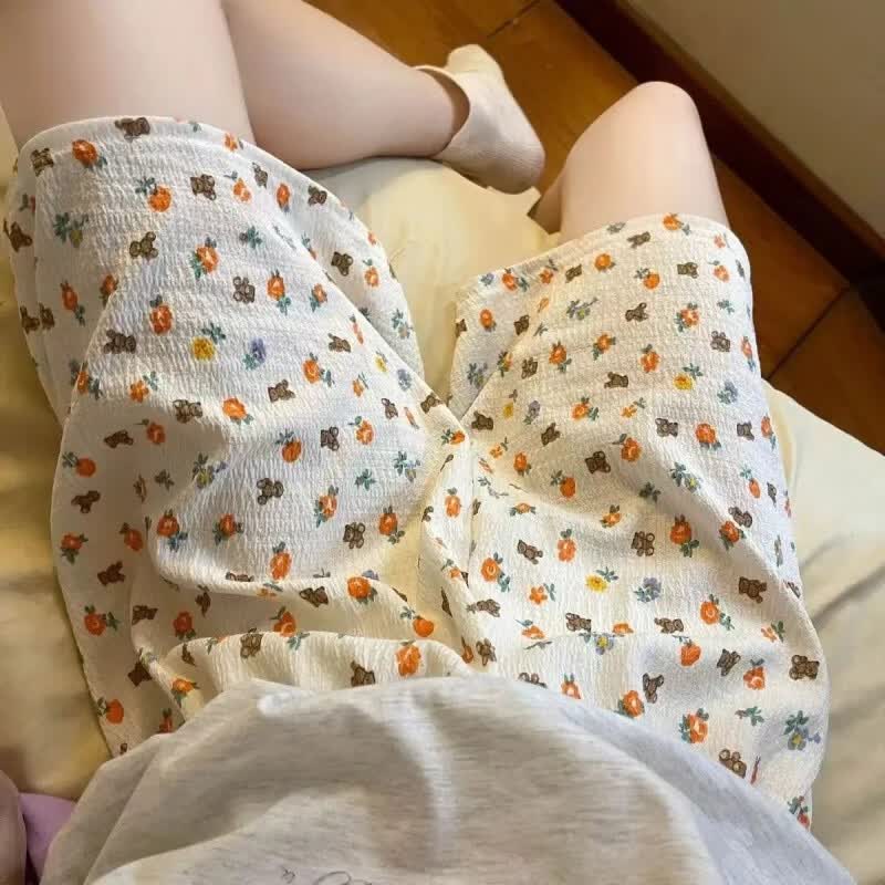 雅鹿大码胖mm夏季卡通睡裤短款网红ins宽松薄款宿舍家居休闲遛弯短裤 小新与超人 XL 建议100-130斤