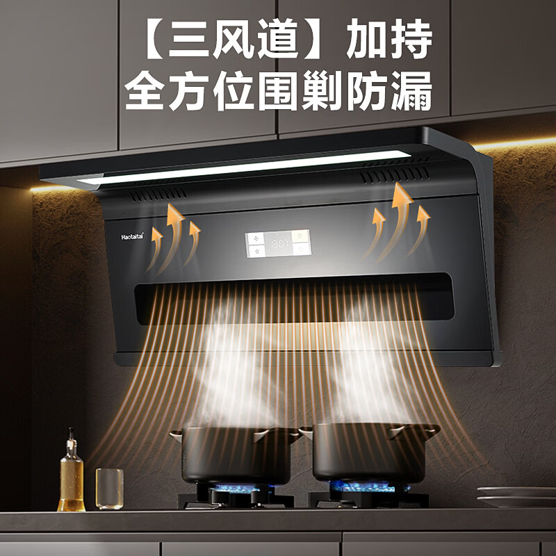 Haotaitai油烟机超薄变频顶侧双吸抽油烟机家用厨房大吸力吸油烟机烟灶套装 JS98-BP烟机+TR1新一级70%热效率猛火灶