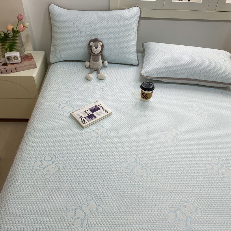 溥畔夏季新款小熊冰丝凉席软席三件套透气针织冰丝席可水洗折叠 枕套单只 90cmx200cm