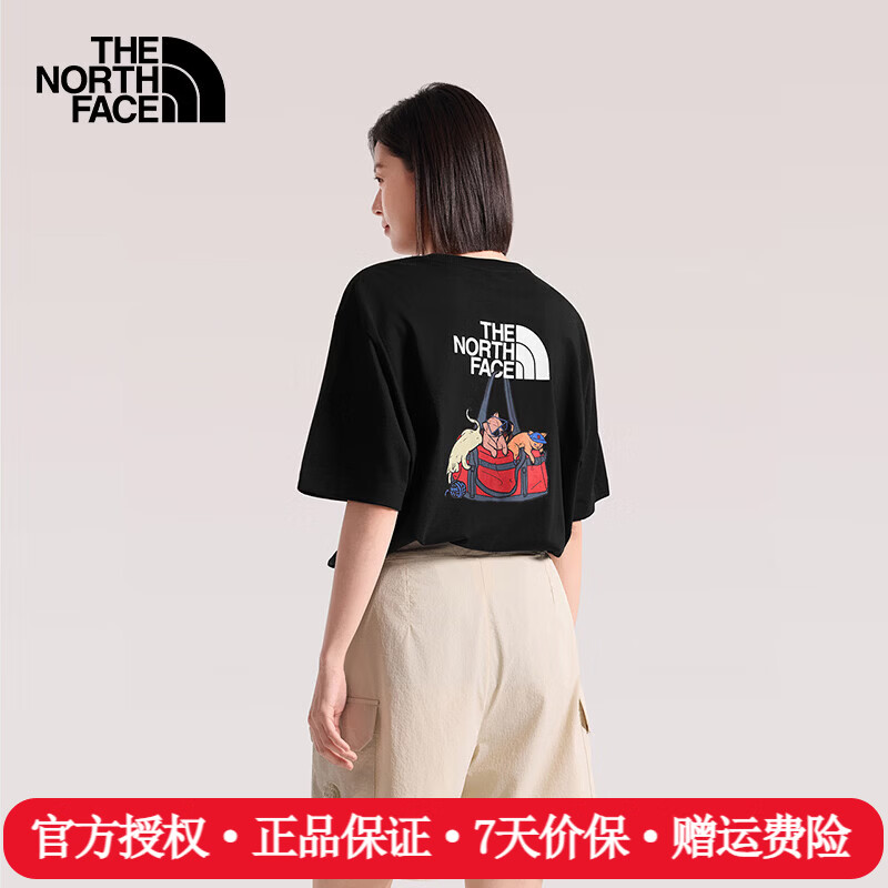 The North Face北面短袖T恤男女情侣26春夏新款户外运动舒适透气棉印花半袖8GVP JK3/宇宙黑 2XL /185/116A