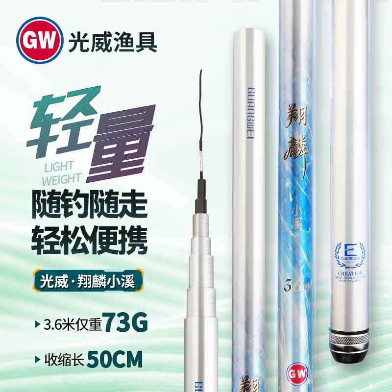 光威（GW）5.4米翔麟小溪超短节鱼竿手竿钓鱼竿走钓野钓八工竿28调鱼杆渔具