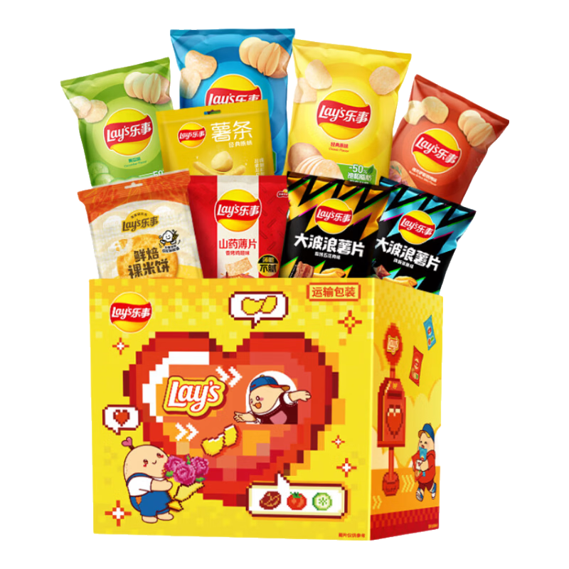 乐事（Lay's）薯片 爱意满满大礼盒 630g 六一儿童节零食礼盒零食礼盒 休闲零食