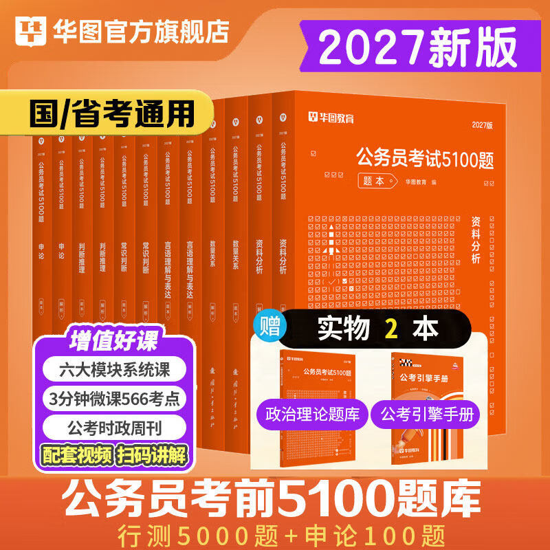 华图公务员考试2027国考省考行测5000题2027申论100题公务员考试申论公考刷题教材考前1000题省考国家公务员2027考公资料 【行测5000题+申论100题】12本 京东折扣/优惠券