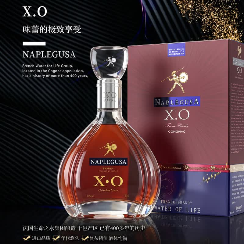 拿破仑古萨正品拿破仑古萨XO白兰地法国原装进口洋酒40度VSOP洋酒可乐桶基酒 拿破仑古萨XO 700mL 1瓶