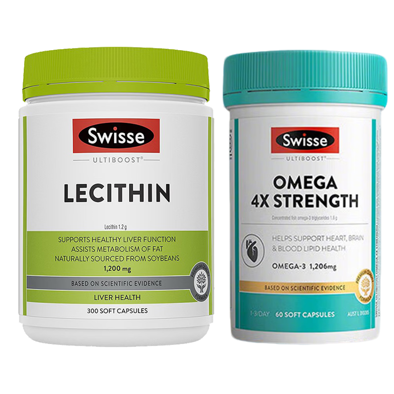 Swisse斯维诗大豆卵磷脂软胶囊调节三高降血脂软化血管鱼油好搭档 【新升级-4倍DHA】卵磷脂+深海鱼油 60粒*1瓶