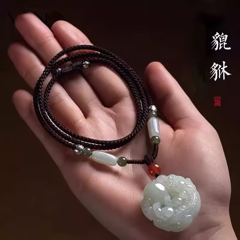 【送礼佳品】新款和田色平安扣玉佩玉吊坠貔貅吊坠男女同款168 有求必应貔貅吊坠【送精美礼盒】