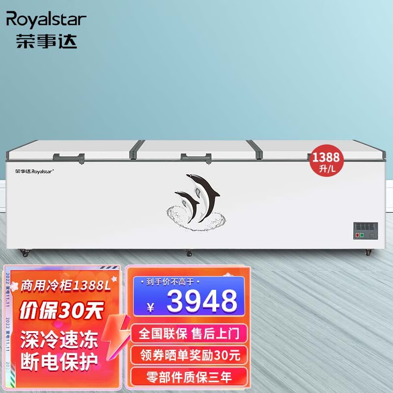 荣事达(royalstar)冰柜商用大容量家用冷藏冷冻转换双门冷冻柜双开门