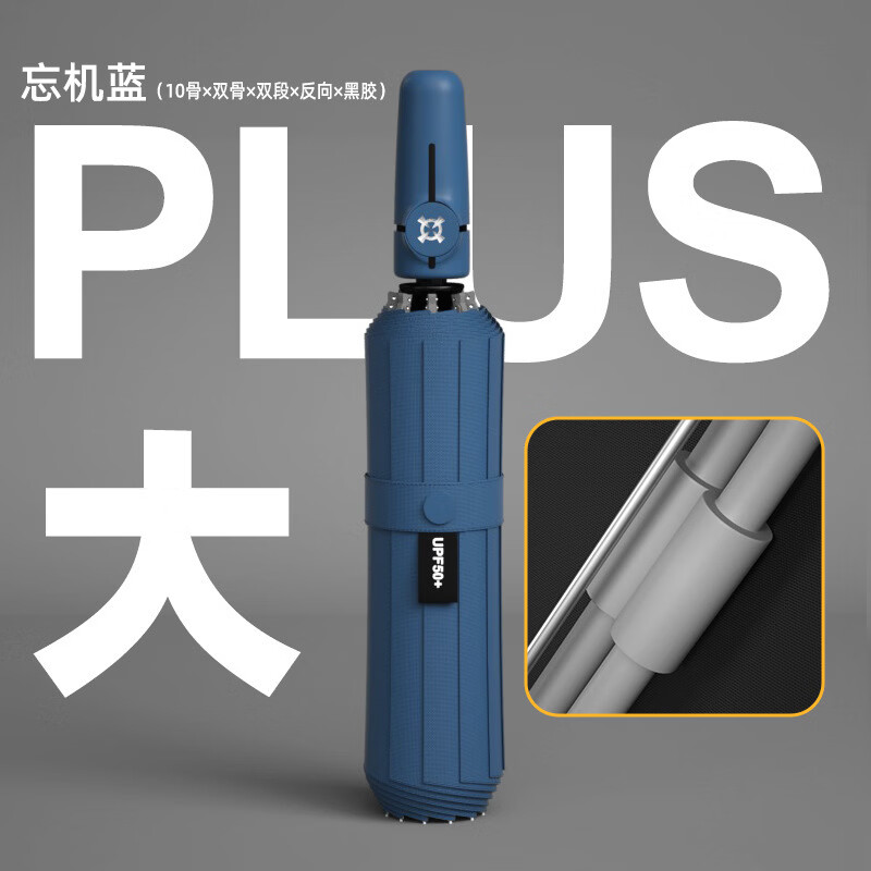宝迪妮（Baodini）梅花伞雨伞抗风折叠伞全自动太阳伞折叠雨伞加大遮阳晴雨伞大号 忘机蓝-反向双人-全遮光晴雨伞