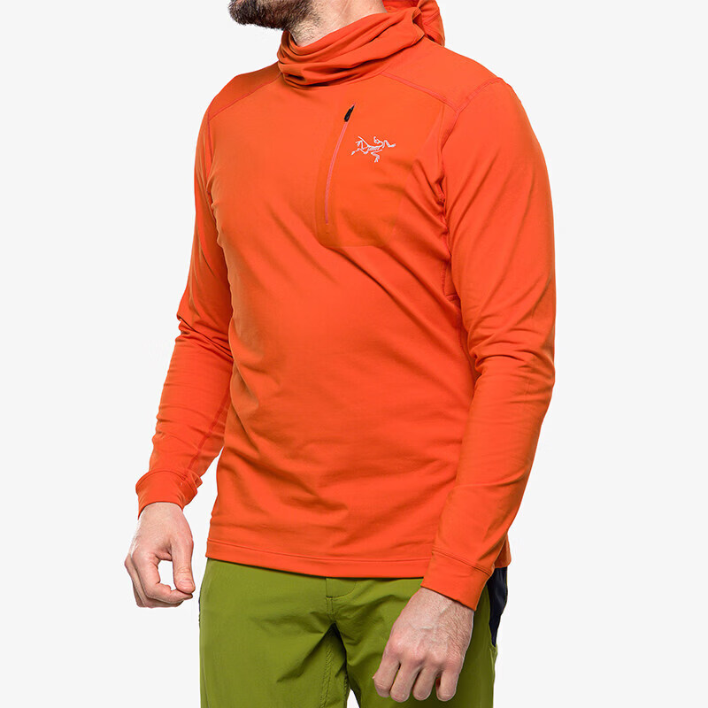 始祖鸟（ARC'TERYX）现货始祖鸟保暖抓绒内衣男Arcteryx RHO LT Hoody速干连帽29066 Phenom_菲诺橙 S