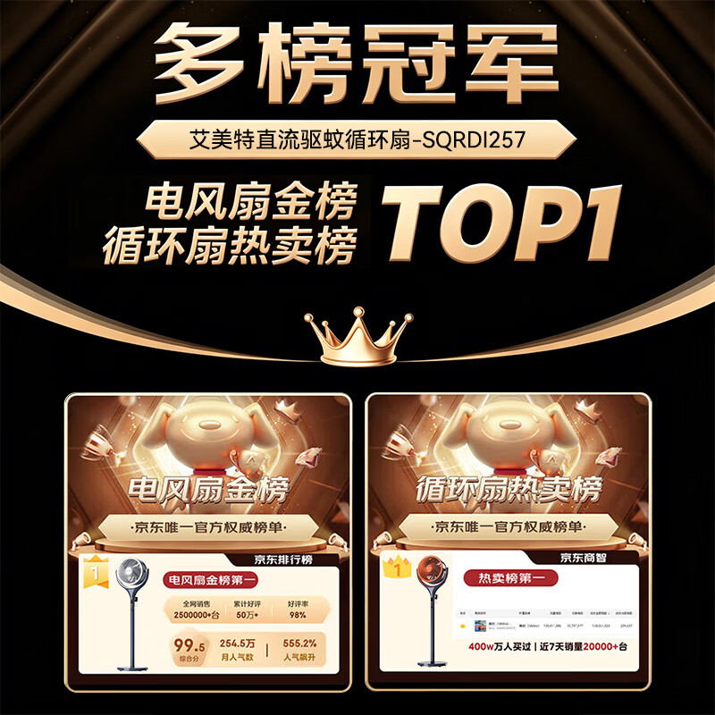 艾美特（AIRMATE）【直流电机】AI语音驱蚊空气循环扇家用电风扇抗菌扇叶负离子净化落地扇电扇空调伴侣 【蓝白尊享款】抗菌扇叶网罩+负离子+预约定时