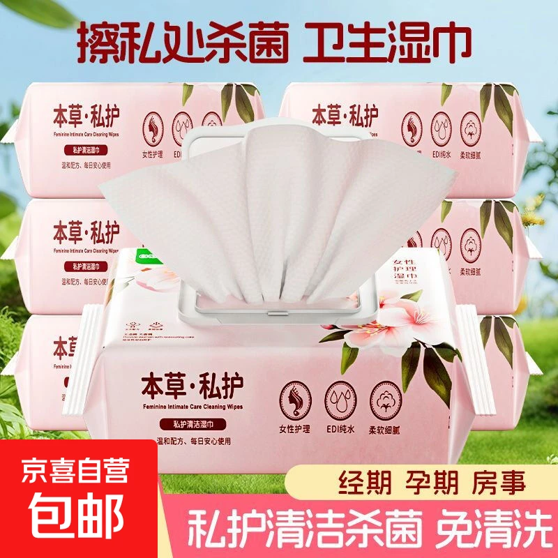 免水洗女士洁阴湿巾成人私处护理杀菌男女通用经期随身湿厕纸批发 私处湿巾5包